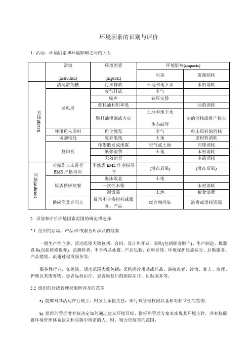 环境因素的识别与评价