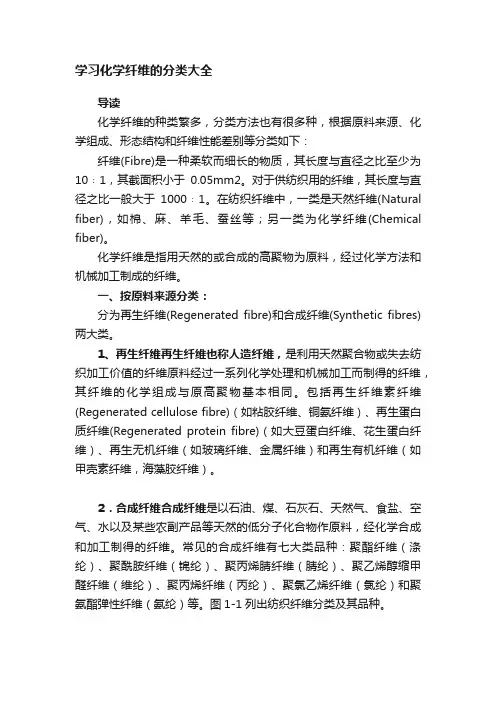学习化学纤维的分类大全