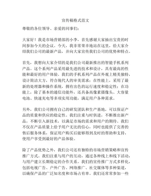 宣传稿格式范文