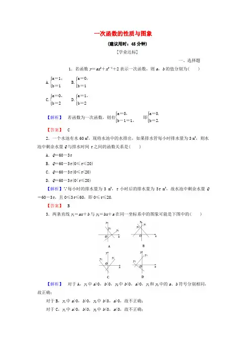 2018版高中数学第二章函数2.2.1一次函数的性质与图象学业分层测评新人教B版必修1