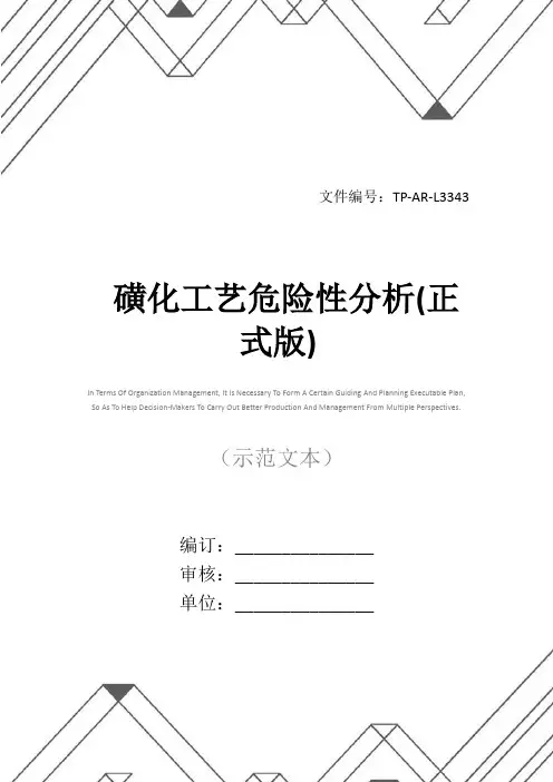 磺化工艺危险性分析(正式版)