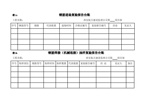 钢筋进场复验报告台帐