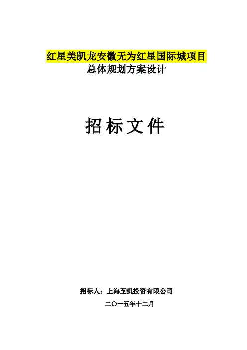 红星美凯龙安徽无为红星国际城项目总体规规划方案设计招标文件文件标书