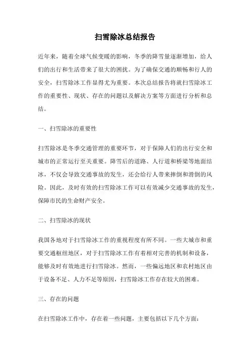 扫雪除冰总结报告