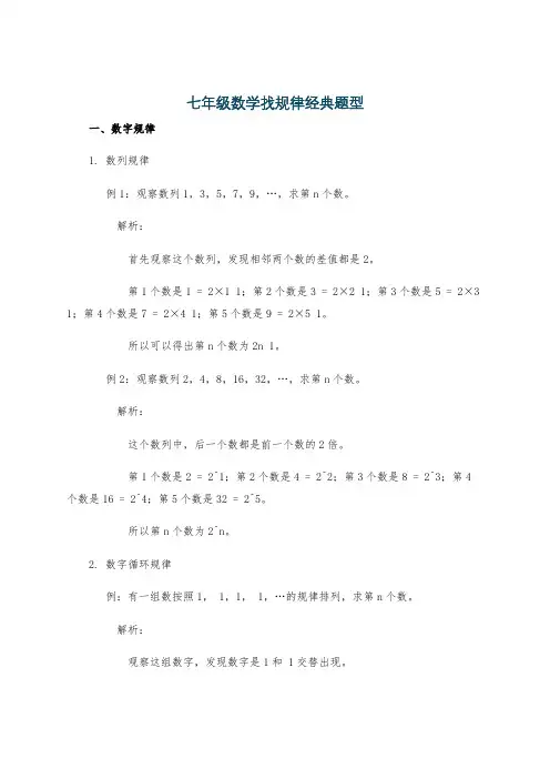 七年级数学找规律经典题型
