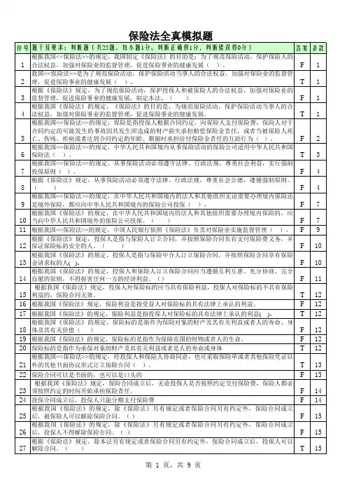 保险法判断题答案