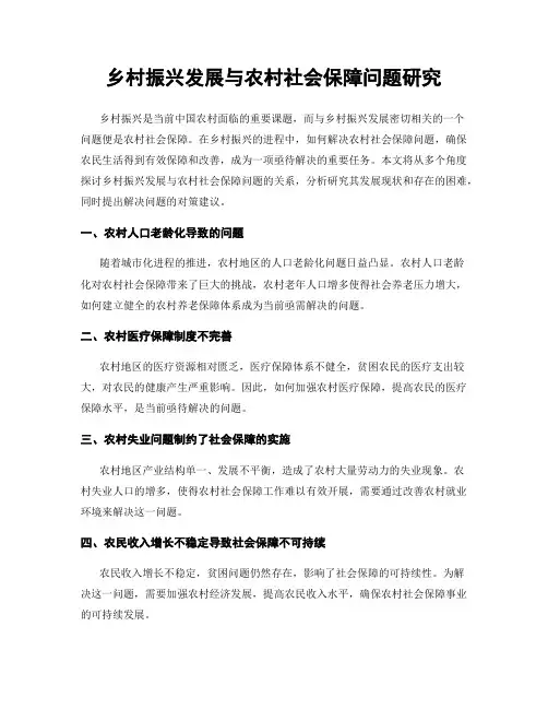乡村振兴发展与农村社会保障问题研究