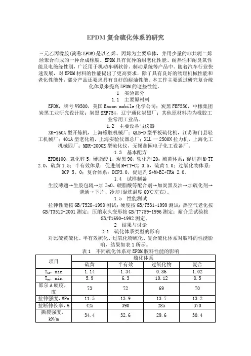 EPDM复合硫化体系的研究