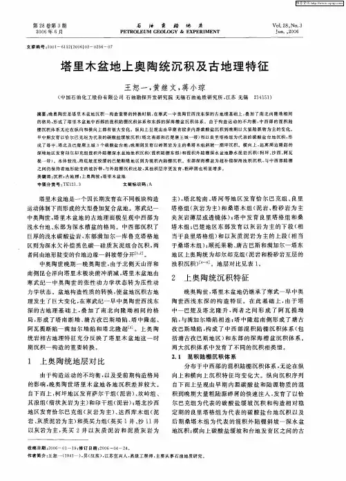 塔里木盆地上奥陶统沉积及古地理特征