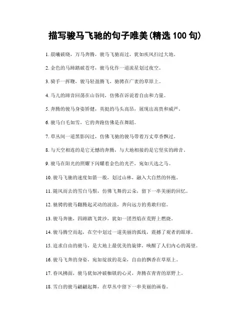 描写骏马飞驰的句子唯美(精选100句)