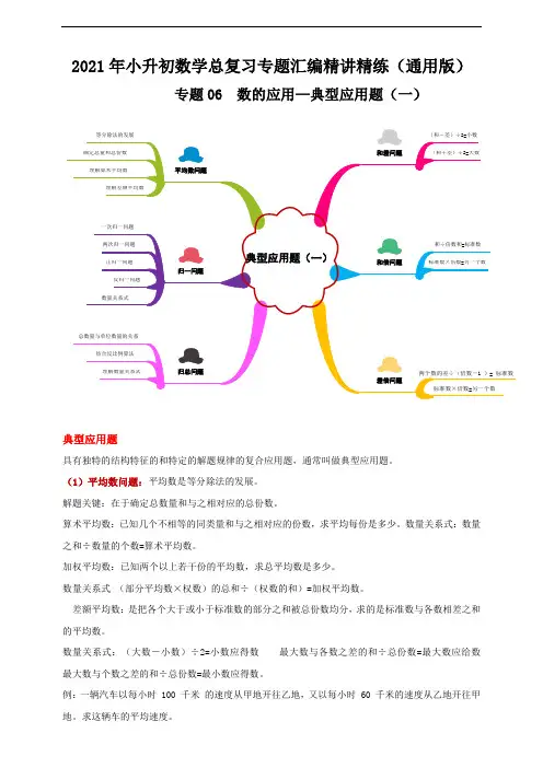 专题06《数的应用—典型应用题(一)》(解析板)2021年小升初数学总复习专题汇编精讲精练(通用版)
