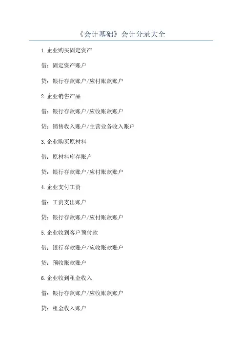 《会计基础》会计分录大全