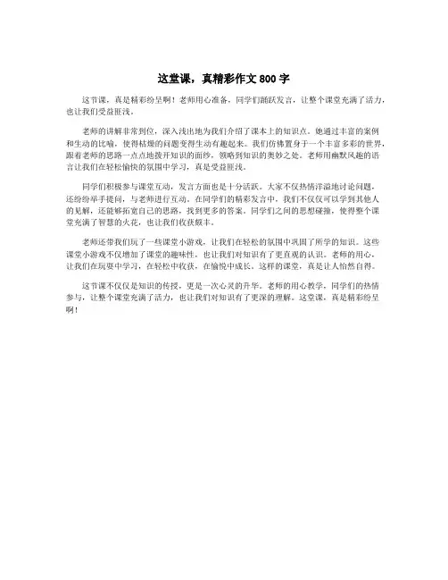 这堂课,真精彩作文800字