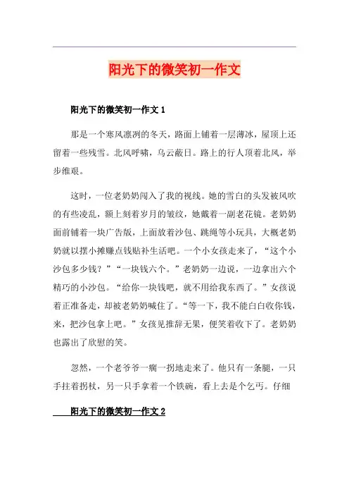 阳光下的微笑初一作文