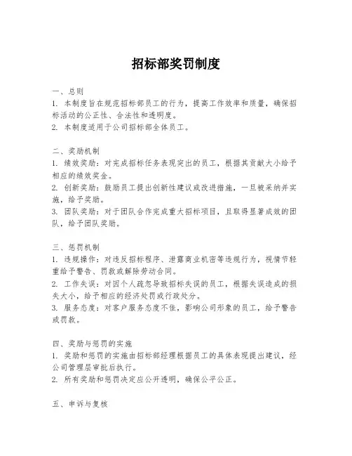 招标部奖罚制度