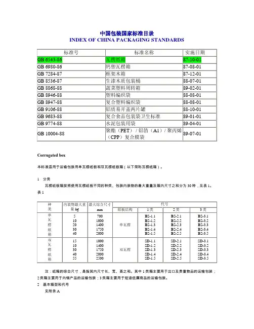 纸箱包装国家标准目录GB-6543-86