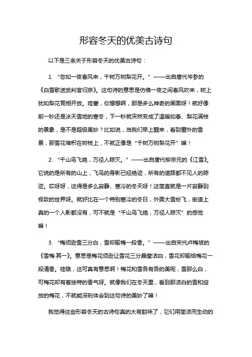 形容冬天的优美古诗句