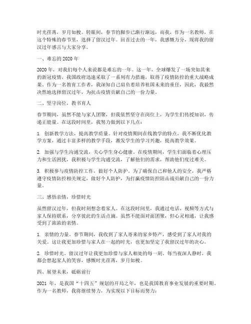 教师留汉过年感言