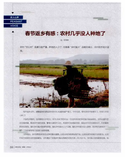 春节返乡有感：农村几乎没人种地了
