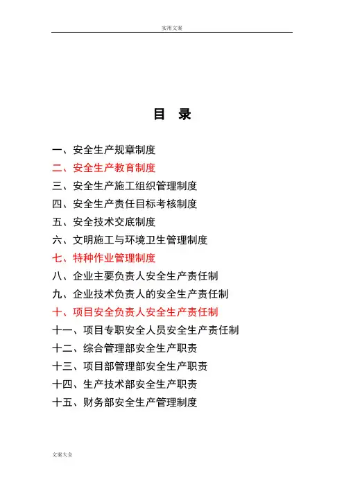 公司管理系统安全系统生产管理系统规章制度