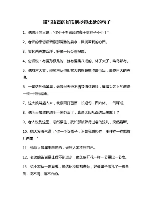 描写语言的好段摘抄带出处的句子