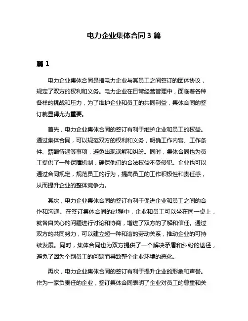 电力企业集体合同3篇