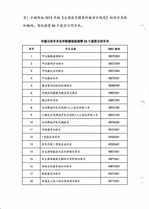 首批推荐56个适宜日间手术术种
