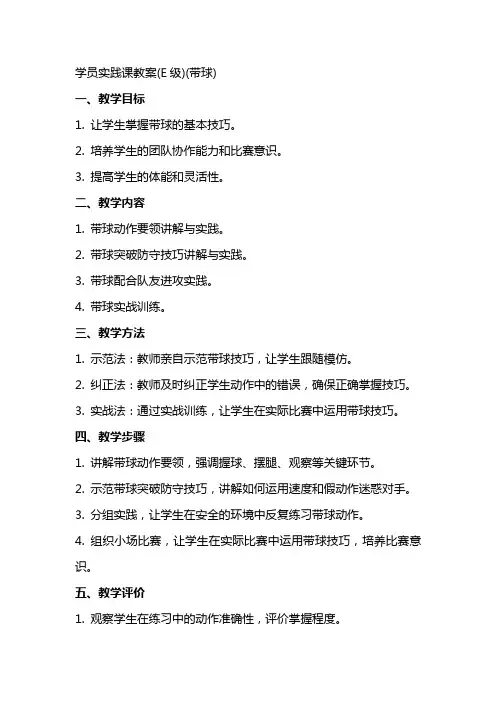 学员实践课教案(E级)(带球)