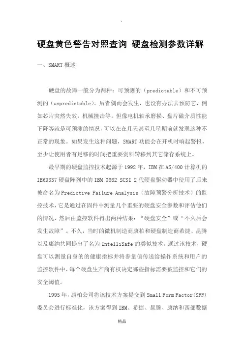 硬盘黄色警告对照查询 硬盘检测参数详解