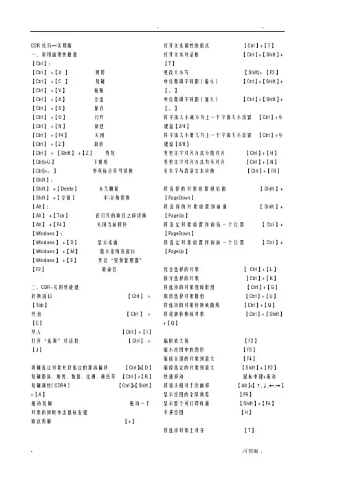 cdr快捷键大全