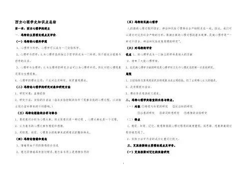 西方心理学史知识点总结