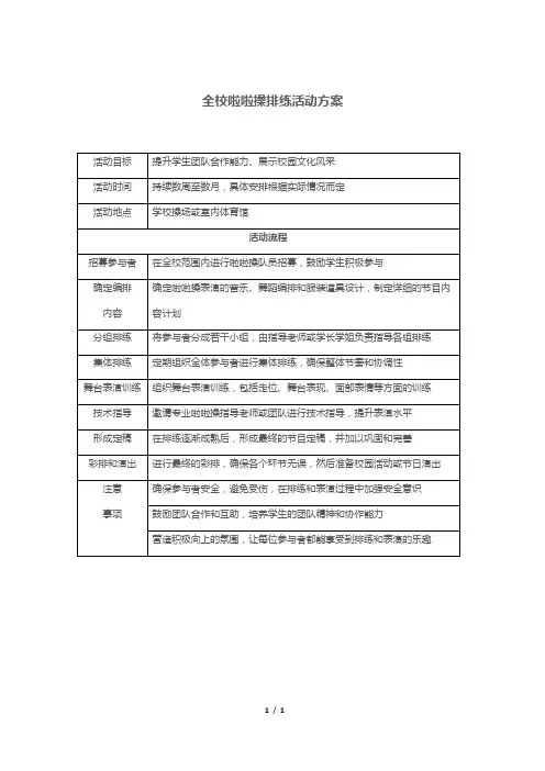 全校啦啦操排练活动方案