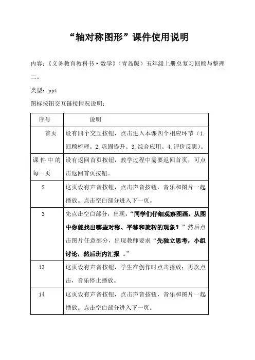青岛版五年级数学上册《总复习》回归整理(二)课件使用说明
