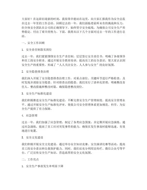 安全总监年总结发言稿
