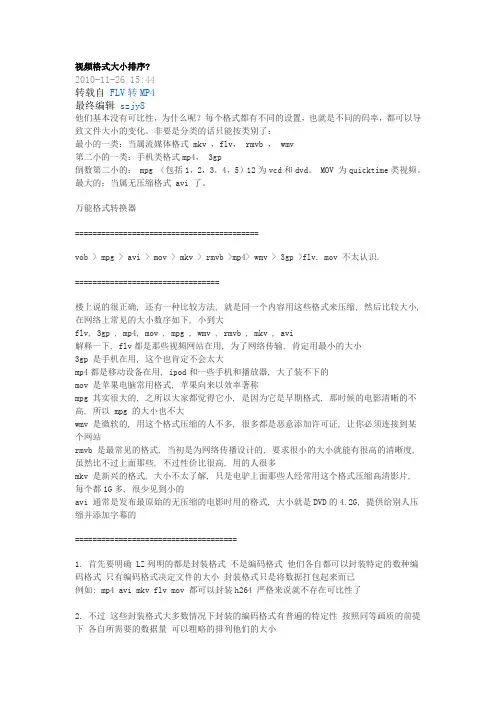 视频格式大小排序