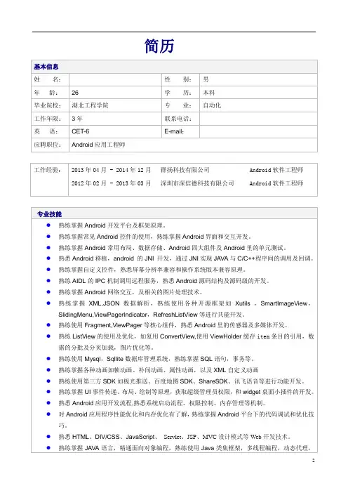 Android开发 简历 (12)