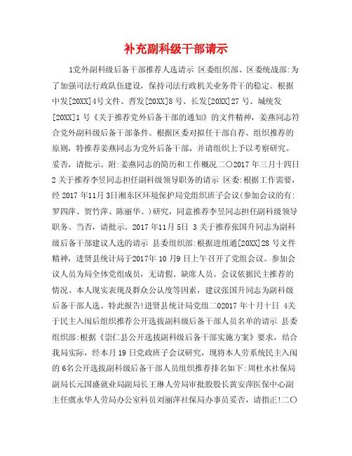补充副科级干部请示