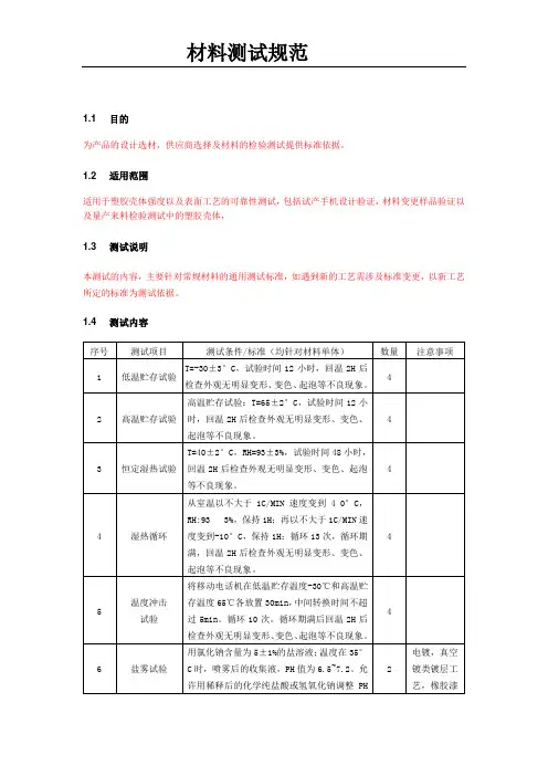 塑胶壳体检测标准