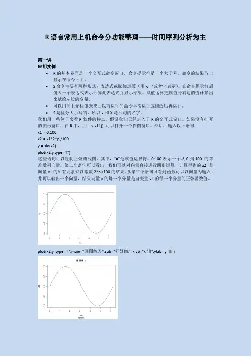 R语言常用上机命令分功能整理  时间序列分析为主