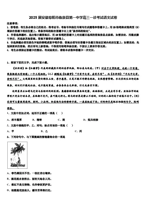 2025届安徽阜阳市临泉县第一中学高三一诊考试语文试卷含解析