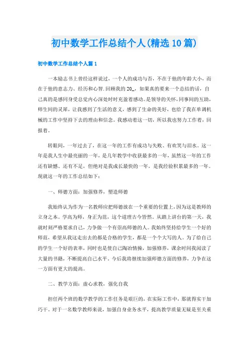 初中数学工作总结个人(精选10篇)