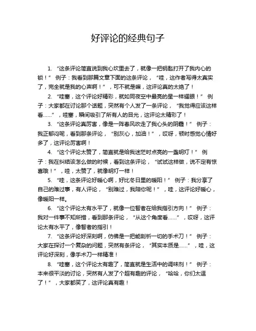 好评论的经典句子