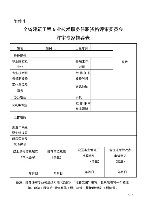 河北省建筑工程专业技术任职资格评审委员会评审专家推荐变-精品
