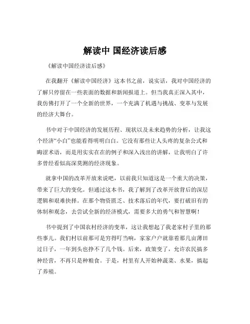 解读中 国经济读后感