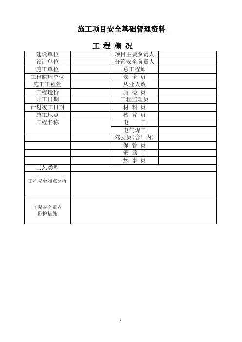 施工现场各种表格汇总