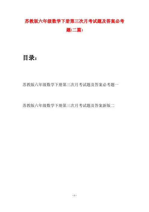 苏教版六年级数学下册第三次月考试题及答案必考题(二套)