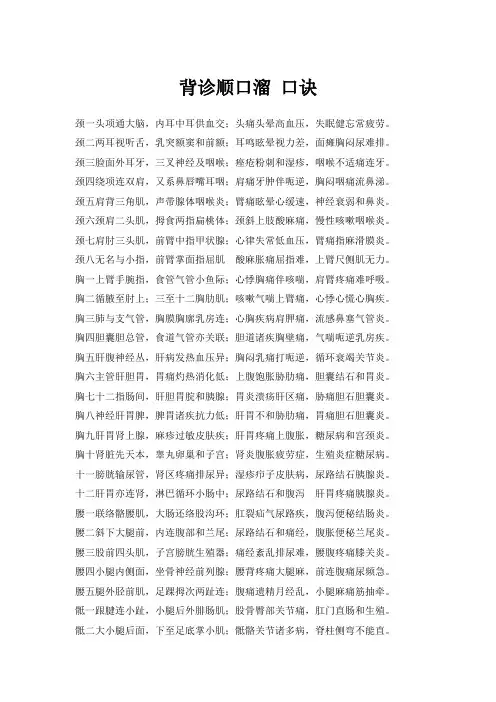 背诊顺口溜 口诀