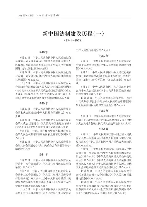 新中国法制建设历程(一)(1949-1978)