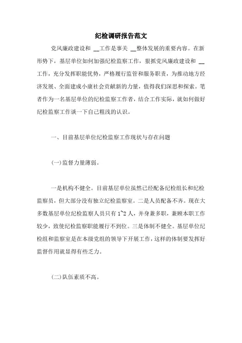 纪检调研报告范文