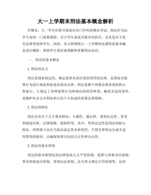 大一上学期末刑法基本概念解析